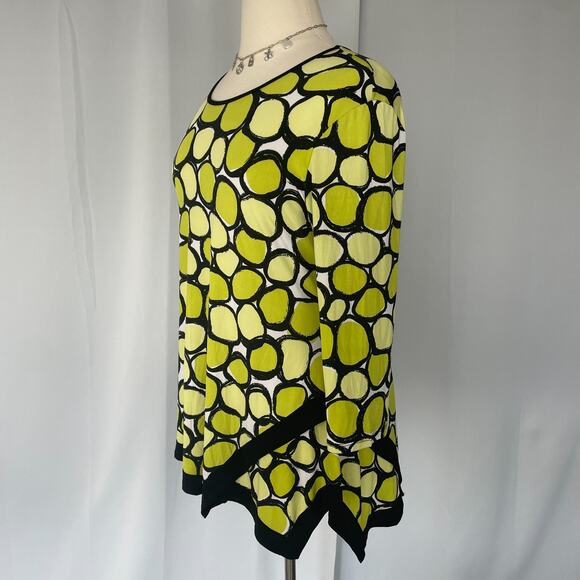 Y2K Top Womens Size Large Lime Green Polka Dot Asymmetrical Dopamine Neon Clown - Picture 5 of 10